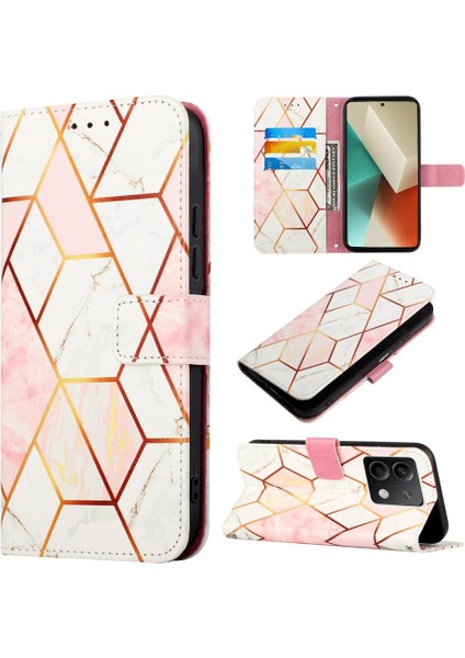 Xiaomi Redmi Için Not 13 5g Kickstand Mermer Desen Pu Deri Cüzdan (Yurt Dışından)
