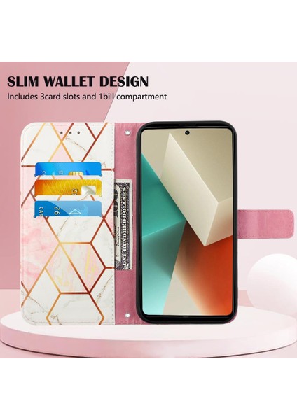 Xiaomi Redmi Için Not 13 5g Kickstand Mermer Desen Pu Deri Cüzdan (Yurt Dışından)
