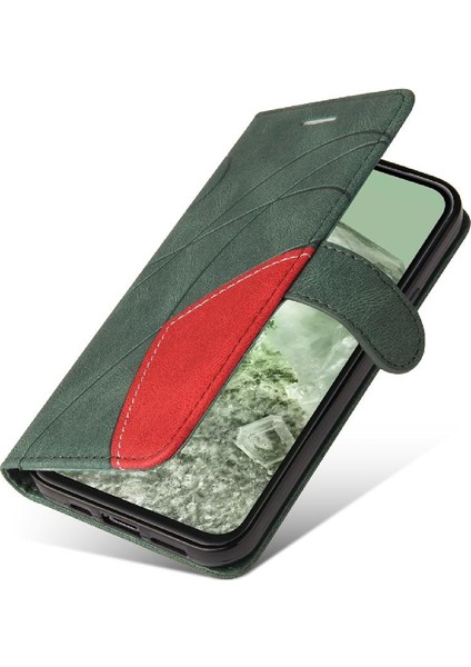 Kart Yuvası Standı Iki Renkli Dikiş Pu Flip ile Google Piksel 8A Için Kılıf (Yurt Dışından) modelleri