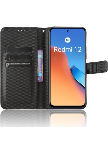 Xiaomi Redmi Için 12 4g Kart Tutucu Kickstand Manyetik Cüzdan Kapak (Yurt Dışından)