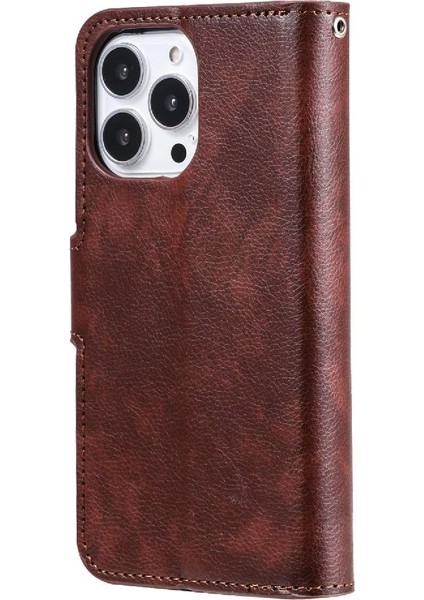 IPhone 13 Için Kılıf Pro Cüzdan 9 Kart Yuvaları Manyetik Kickstand Pu Deri (Yurt Dışından)