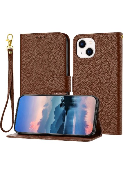 Iphone 14 Için Telefon Kılıfı Artı Kart Yuvaları Tutucu Litch Desen Flip Folio (Yurt Dışından)