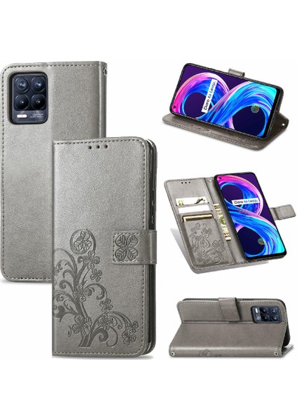 Realme 8 Pro Flip Kapak Kılıf Için Dört Yapraklı Yonca Kısa Kayış (Yurt Dışından)