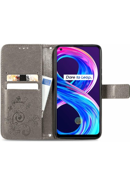 Realme 8 Pro Flip Kapak Kılıf Için Dört Yapraklı Yonca Kısa Kayış (Yurt Dışından)