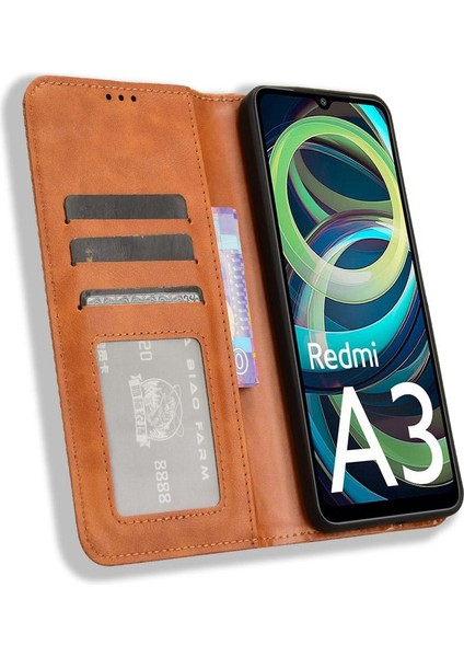 Xiaomi Poco C61 Cüzdan Manyetik Kapatma Pu Deri Kılıf (Yurt Dışından)