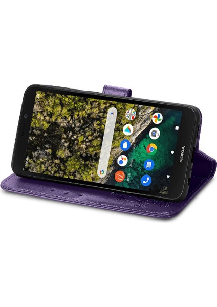 Nokia C100 Için Kılıf Deri Kılıf Kapak Çevirin Zarif Iş Dört Yaprak (Yurt Dışından) fırsatları