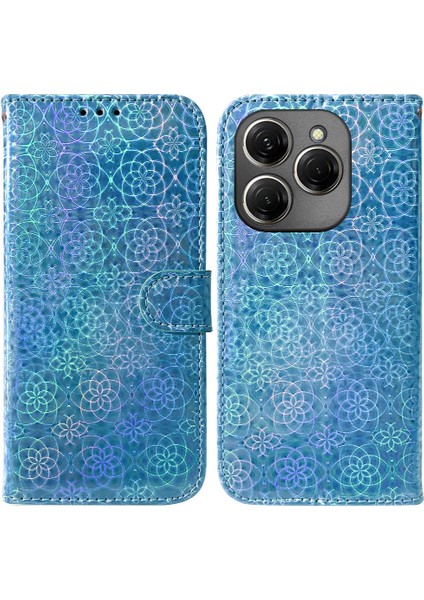 Tecno Spark 20 Pro 4g Kart Yuvası Premium Pu Deri Glitter Standı Için Kılıf (Yurt Dışından)