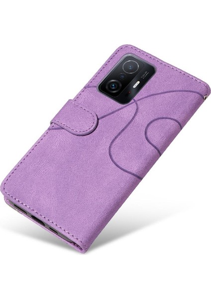 Xiaomi 11T/11T Pro Pu Deri Flip Folio Kılıf Kickstand Iki Renkli (Yurt Dışından)