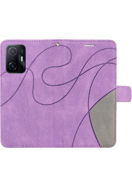 Xiaomi 11T/11T Pro Pu Deri Flip Folio Kılıf Kickstand Iki Renkli (Yurt Dışından)