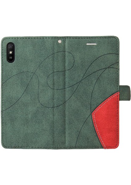 Xiaomi Redmi 9A Için Kılıf Pu Deri Kart Yuvası Standı ile Folio Kılıf Çevirin (Yurt Dışından)