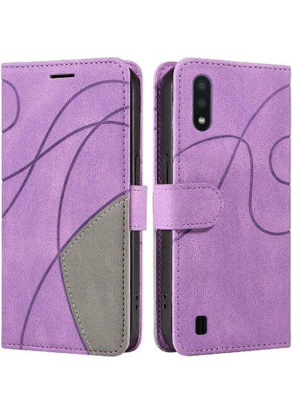 Samsung Galaxy A02/M02 Iki Renkli Dikiş Kickstand Koruyucu Kılıf (Yurt Dışından)