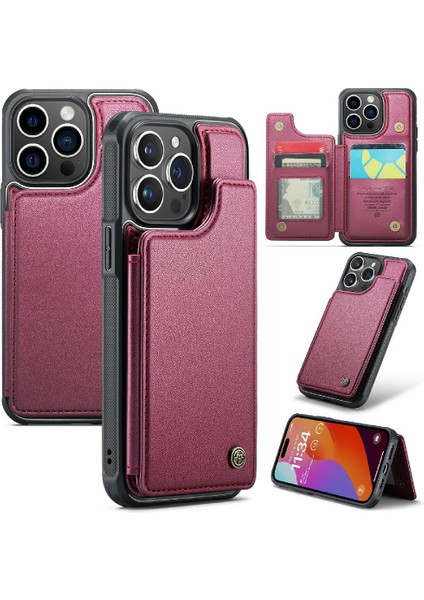 IPhone 15 Için Caseme Cüzdan Durumda Pro Kickstand Pu Deri Kart Tutucu (Yurt Dışından)