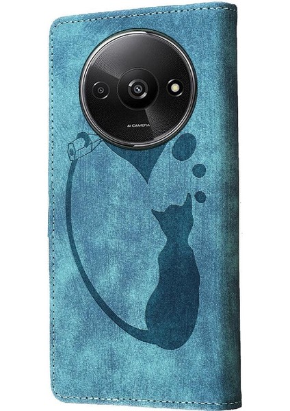 Xiaomi Redmi A3 Cüzdan Durumda Kabartmalı Sevimli Kedi Kartı Cep (Yurt Dışından)
