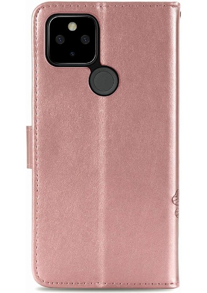 Google Pixel 5 Için Kılıf Zarif Iş Kapak Kapak Dört Yapraklı Yonca (Yurt Dışından)