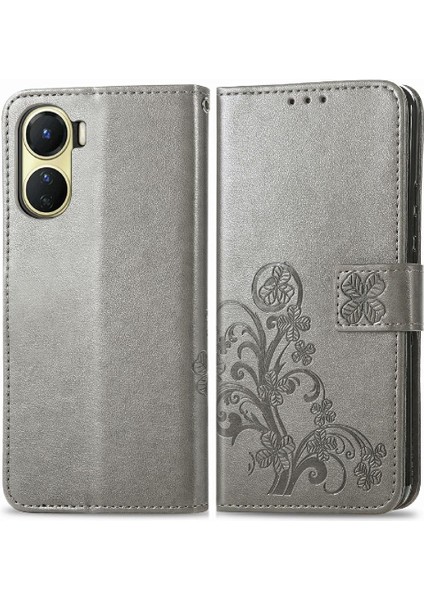 Vivo Y16 Flip Kapak Için Kılıf Zarif Iş Kısa Kayış Deri Kılıf (Yurt Dışından)