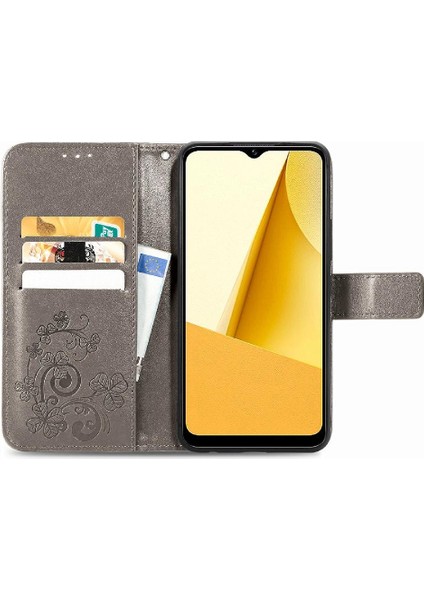 Vivo Y16 Flip Kapak Için Kılıf Zarif Iş Kısa Kayış Deri Kılıf (Yurt Dışından)