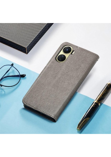 Vivo Y16 Flip Kapak Için Kılıf Zarif Iş Kısa Kayış Deri Kılıf (Yurt Dışından)