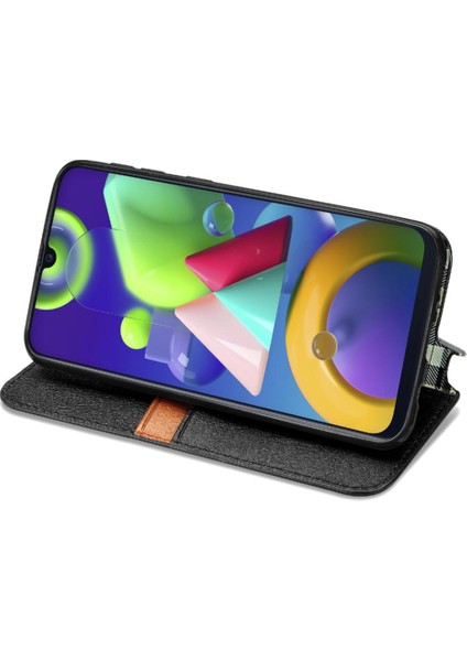 Samsung Galaxy M30S Zarif Iş Deri Kılıf Moda Flip Case (Yurt Dışından)