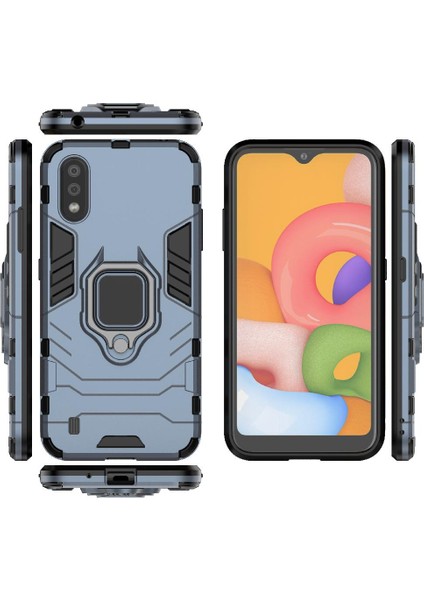 Samsung Galaxy A01 Askeri Damla Koruma Kickstand Halka Kapak (Yurt Dışından)