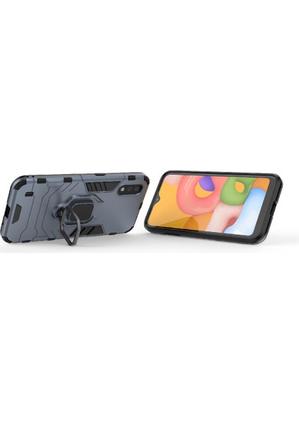 Samsung Galaxy A01 Askeri Damla Koruma Kickstand Halka Kapak (Yurt Dışından)