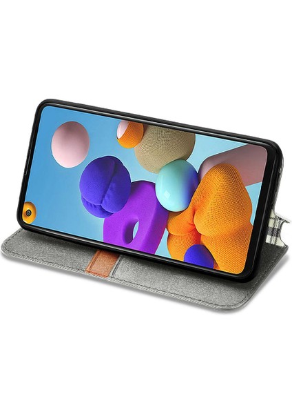 Samsung Galaxy A21S Zarif Iş Moda Tasarım Deri (Yurt Dışından)