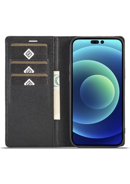 Kart Tutucu Kickstand ile iphone 14 Pro Deri Folio Flip Case Için Kılıf (Yurt Dışından)