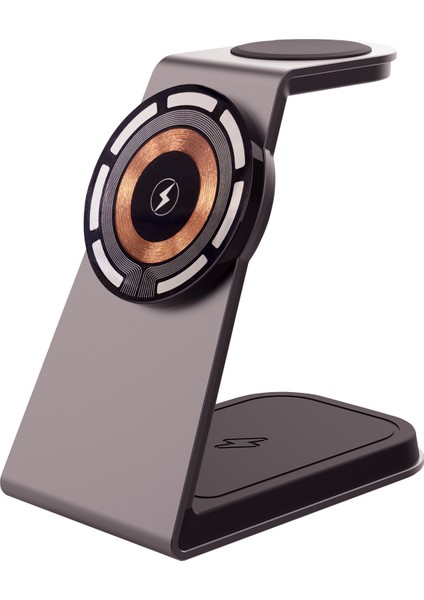 15W 3in1 Hızlı Manyetik Masaüstü Metal Magsafe Kablosuz Şarj Standı ve Telefon Tutucu Simex Atmosphere