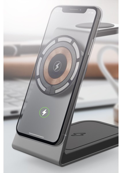 15W 3in1 Hızlı Manyetik Masaüstü Metal Magsafe Kablosuz Şarj Standı ve Telefon Tutucu Simex Atmosphere fiyatları