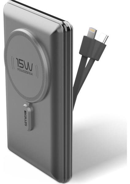 Hızlı Şarj Temassız Magsafe Powerbank 22,5W 10000MAH Dahili Kablolu Simex S-38 Polite
