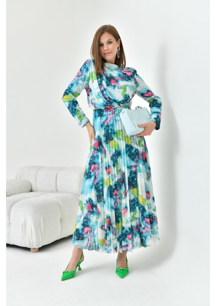 Kadın Desenli Elbise Mint 30842 fiyatları