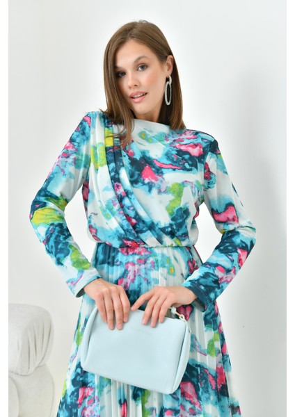 Kadın Desenli Elbise Mint 30842 fırsatları