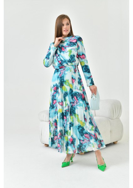 Kadın Desenli Elbise Mint 30842 indirimleri