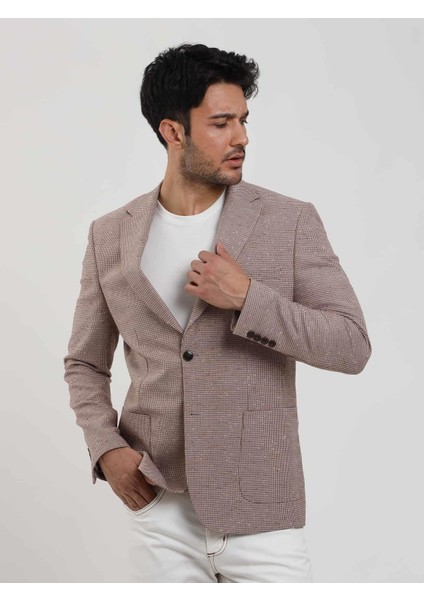 Bakır Erkek Slim Fit Pitikare Desenli Mono Yaka Ceket - 84155 modelleri
