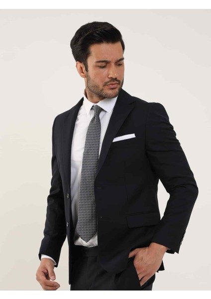 Açık Lacivert Erkek Slim Fit   Mono Yaka Takım Elbise - 90140