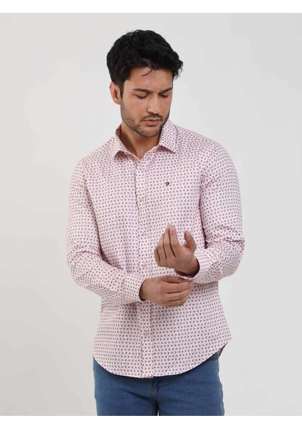 Kırmızı Erkek Slim Fit Kareli Brent Yaka Uzun Kol Gömlek - 102404 modelleri