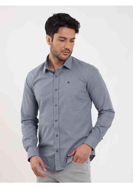 Mavi Erkek Slim Fit Desenli Brent Yaka Uzun Kol Gömlek - 102529 modelleri