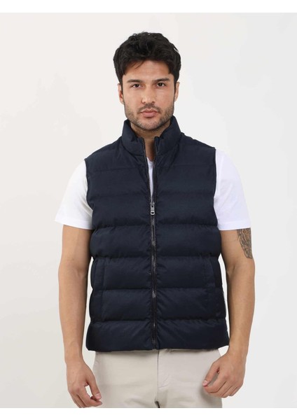 Lacivert Erkek Regular Fit Düz Fermuarlı Dik Yaka Şişme Yelek Mont fiyatları