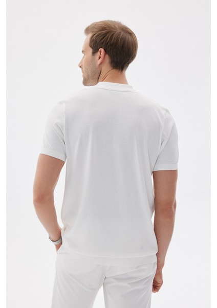 Lımıted Erkek Düz Fermuarlı Polo Yaka Rayon Triko Tişört Ekru indirimleri