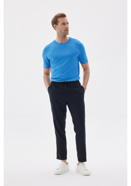 Lımıted Erkek Düz Kısa Kollu Rayon Triko Tişört Saks