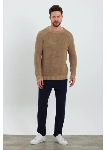 Bisiklet Yaka Selanik Örgü Pamuklu Erkek Bej Triko Kazak fiyatları