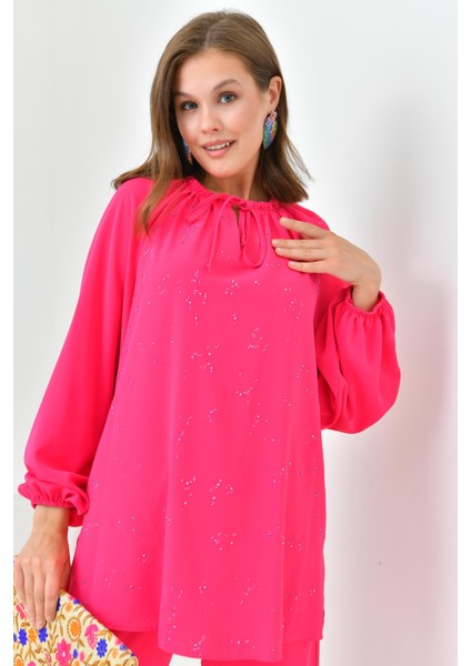 Kadın Taşlı Takım Fuşya 30859 fiyatları