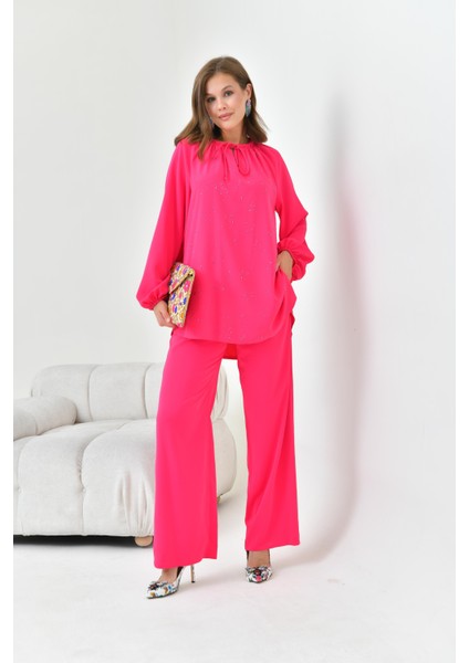 Kadın Taşlı Takım Fuşya 30859 modelleri
