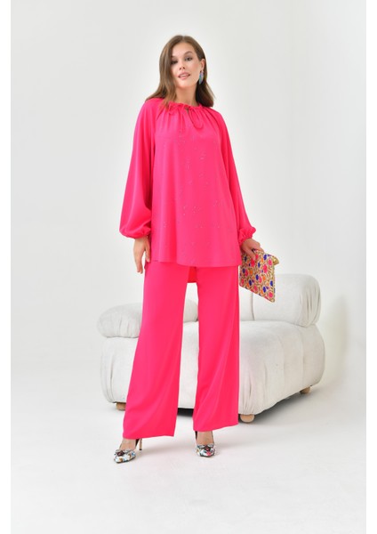 Kadın Taşlı Takım Fuşya 30859 fırsatları