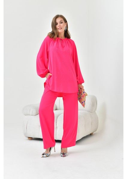 Kadın Taşlı Takım Fuşya 30859 indirimleri