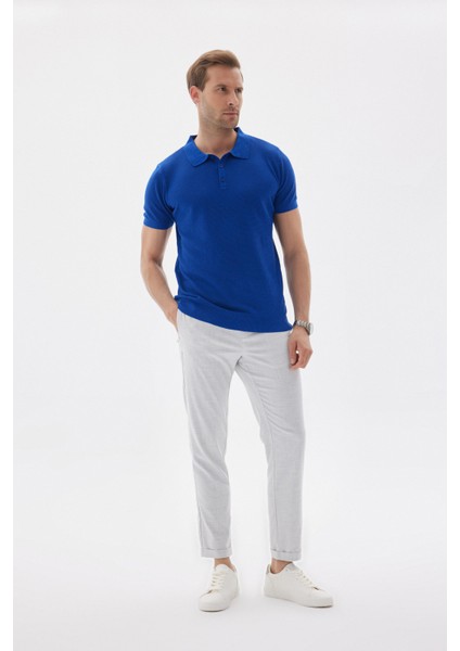 Erkek Polo Yaka Jakarlı Triko T-Shirt Saks fiyatları