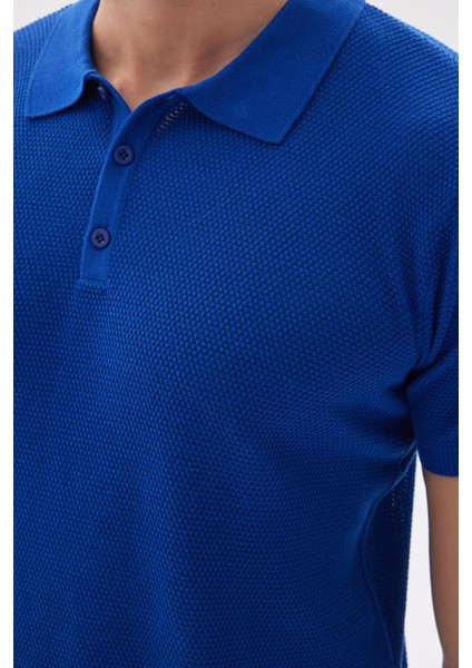 Erkek Polo Yaka Jakarlı Triko T-Shirt Saks fırsatları