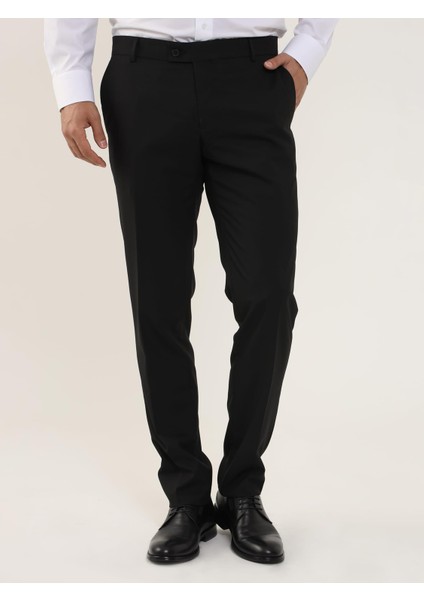 Siyah Erkek Regular Fit Düz Pantolon - 103979 modelleri