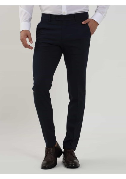 Lacivert Erkek Ekstra Slim Fit Melanj Desenli Klasik Pantolon - 103476 fiyatları