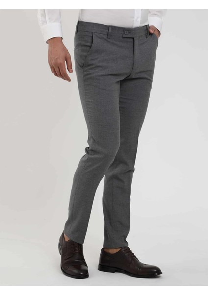 Koyu Gri Erkek Ekstra Slim Fit Melanj Desenli Klasik Pantolon - 103500 fırsatları