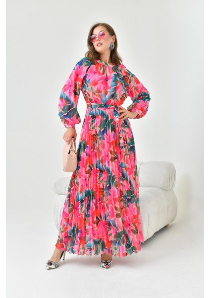 Kadın Şifon Elbise Fuşya 30871